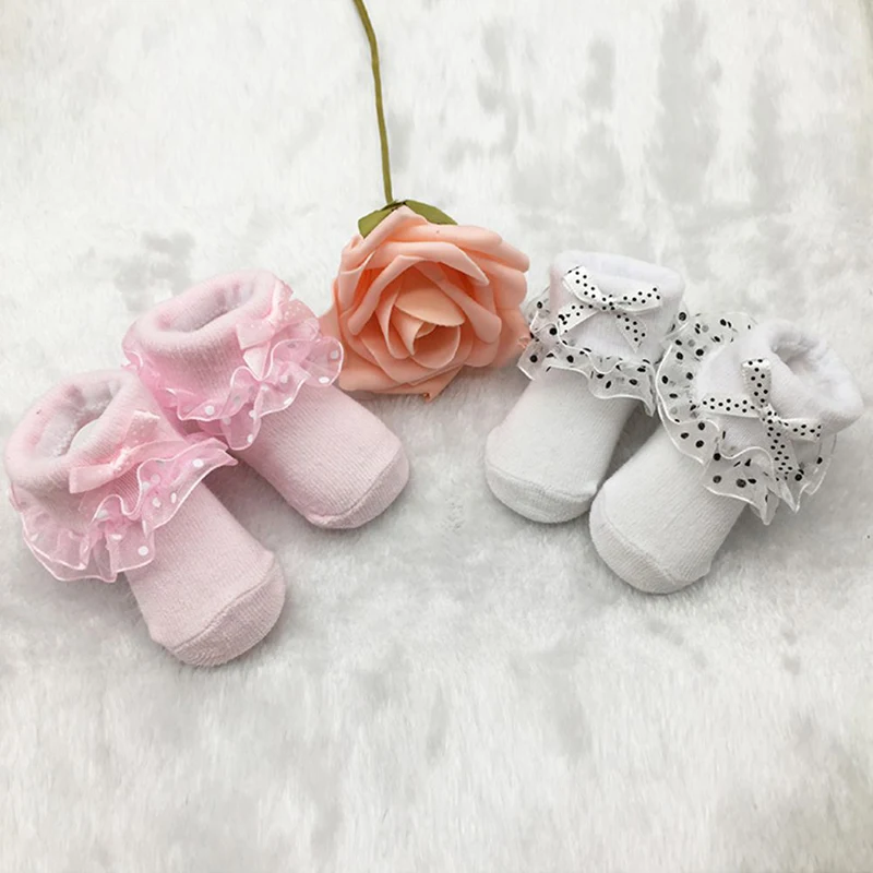 Newborn Baby Socks For Girls Cotton Lace Infant Girls Sock Spring Princess Bow Toddler Baby Girls Socks 0-6M