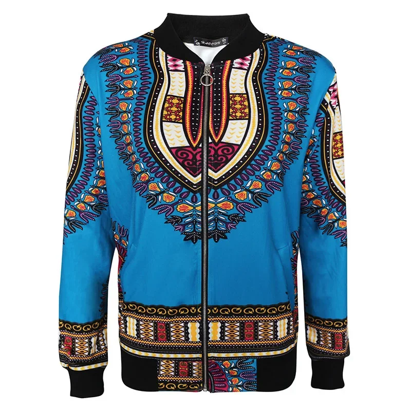 African Traditional Dashiki Print Bomber Jacket Coat For Women Tribal Ethnic Floral Sweatshirt Full Zip Clothes Ladies 4XL 5XL R