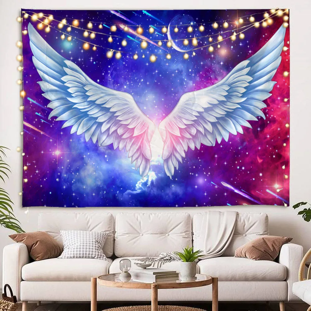 Aesthetic Starry Sky Wings Tapestry Multi Pattern Planet Universe Wall Hanging Cloth for Home Decoration Various Sizes Available