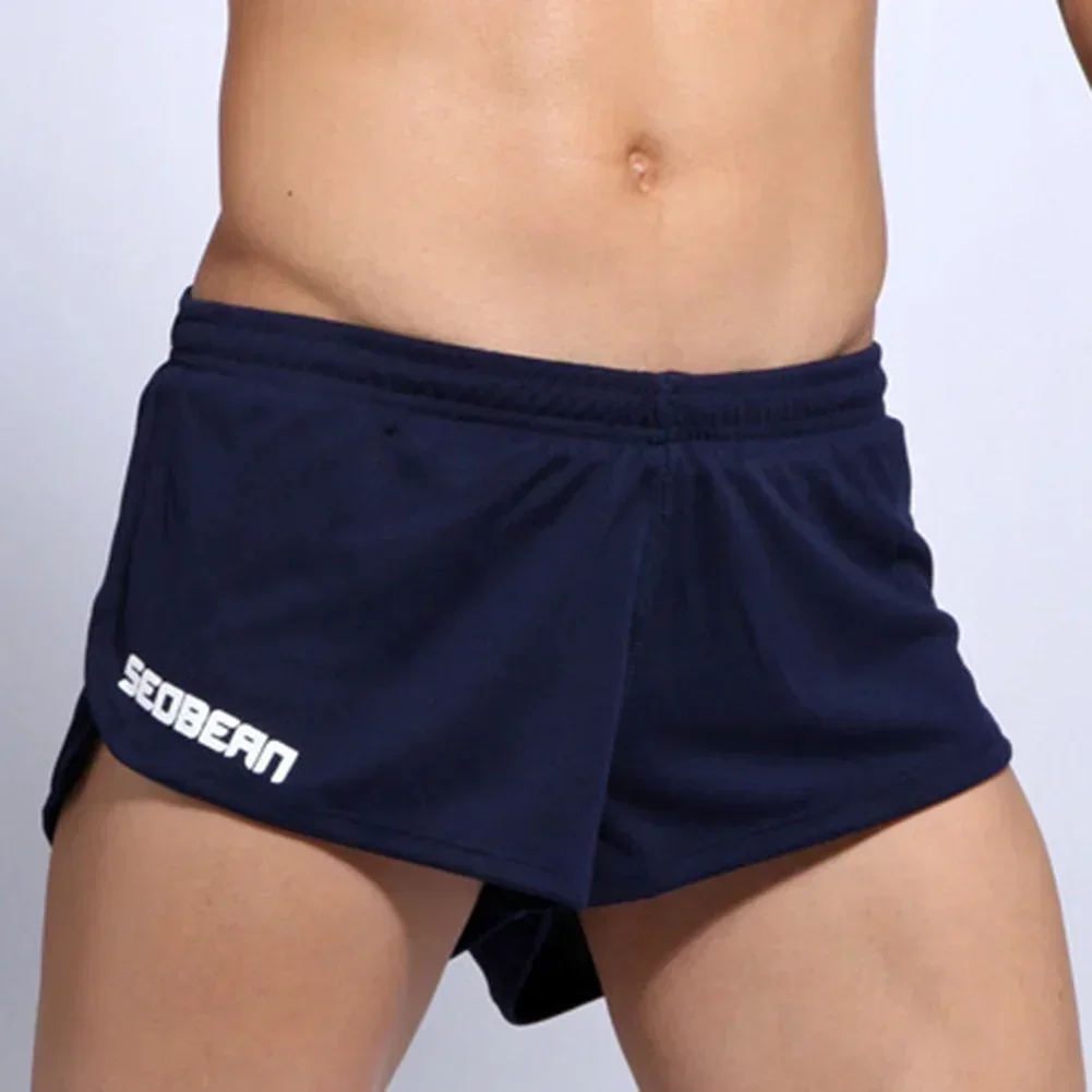 Fitness Sport Shorts Summer Casual Breathable Trunks Men Low Waist Solid Color Boxer Homme Wear Clothing Short Pants For Men