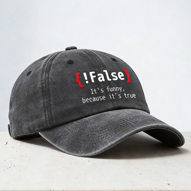 False It's Funny Because It's True Programming Joking cowboy baseball cap fashion Retro Washed denim hat Golf casual sun Hats