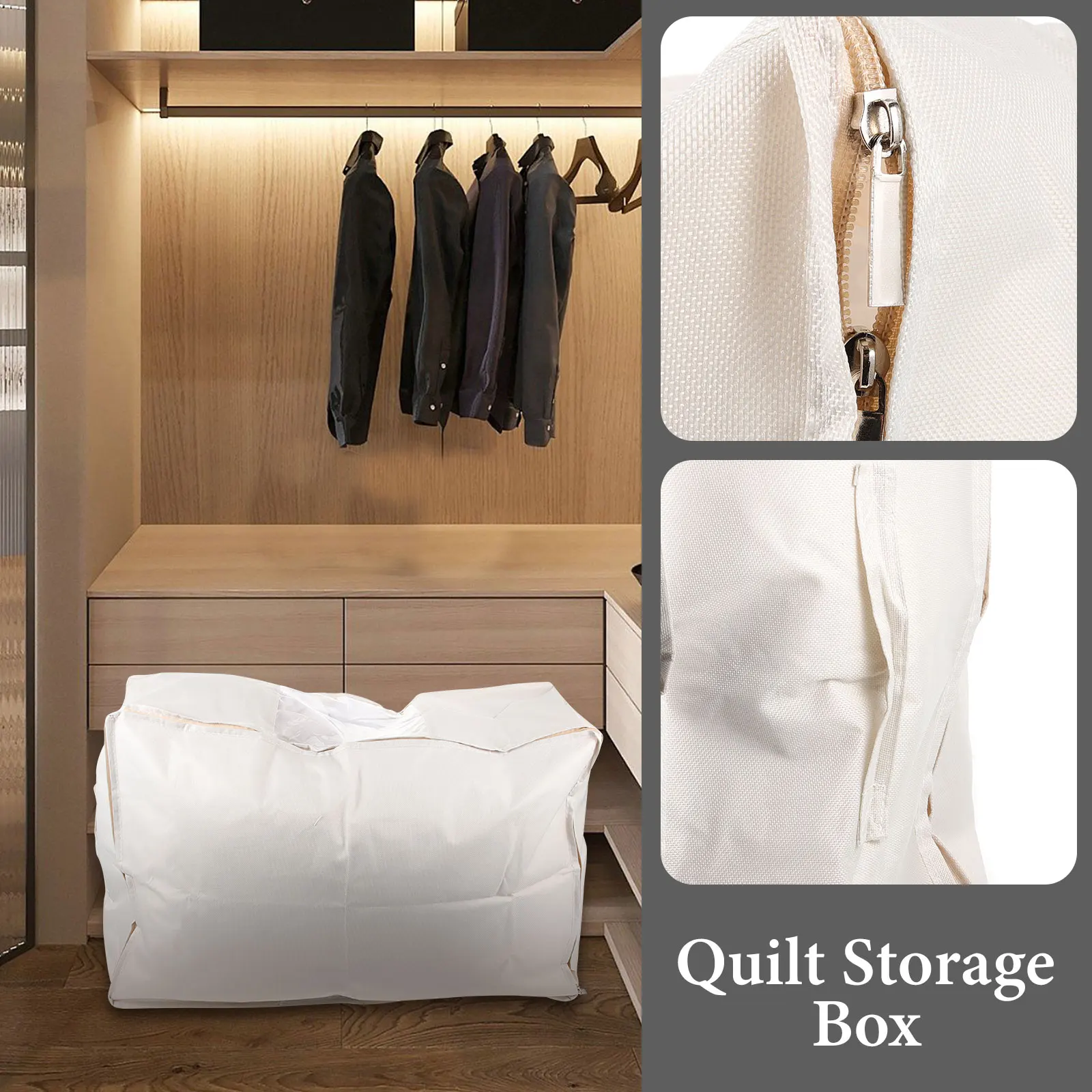 

1pcs Large Capacity Cloth Storage Organizer Foldable Cloth Bin Home Clothes Quilt Blanket Bag Dustproof Non-Woven Fabric Closet