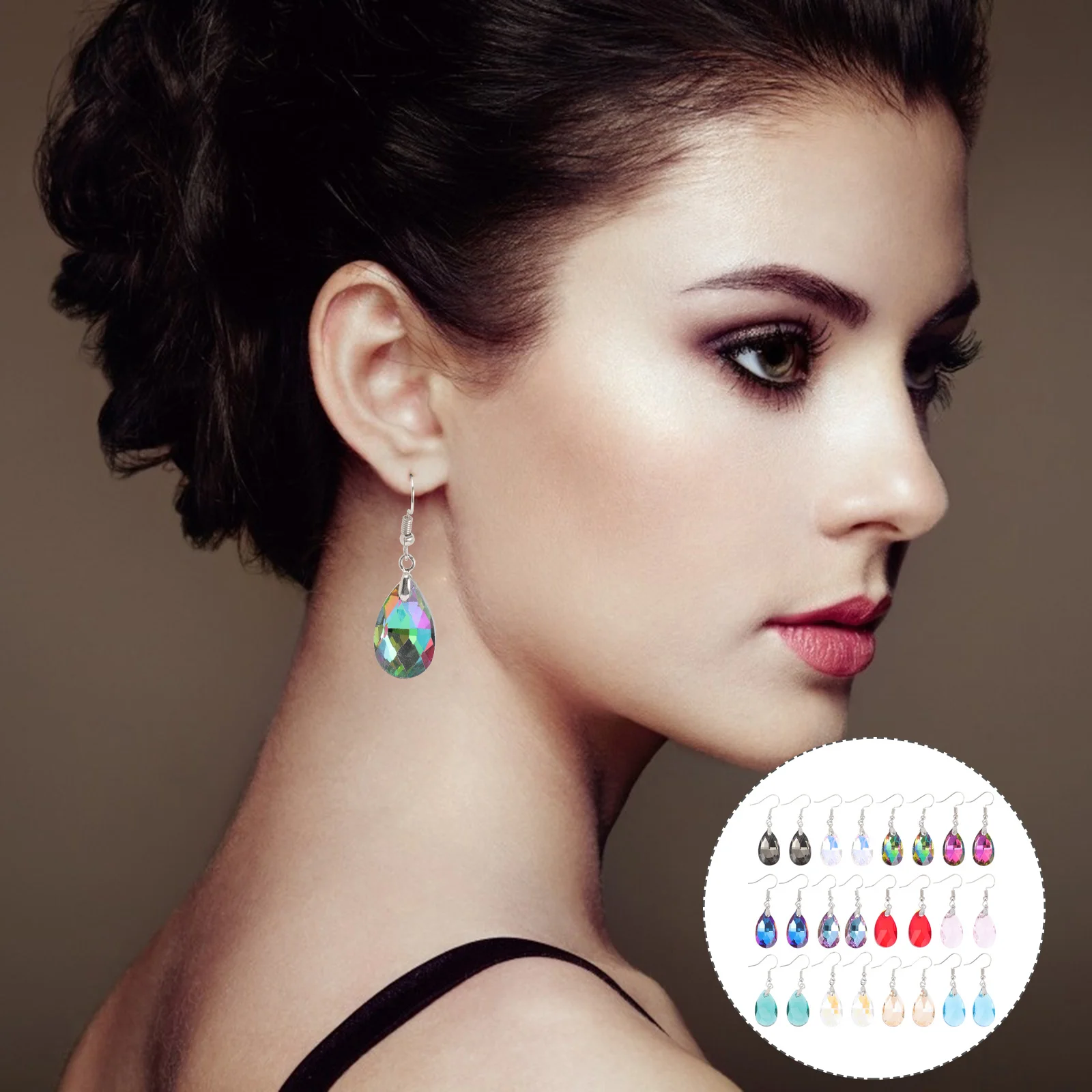

12Pairs Crystal Earrings for Women Trendy Dangling Earrings Lady Ear Decor Exquisite Craft Party Wedding Daily Accessory Gift