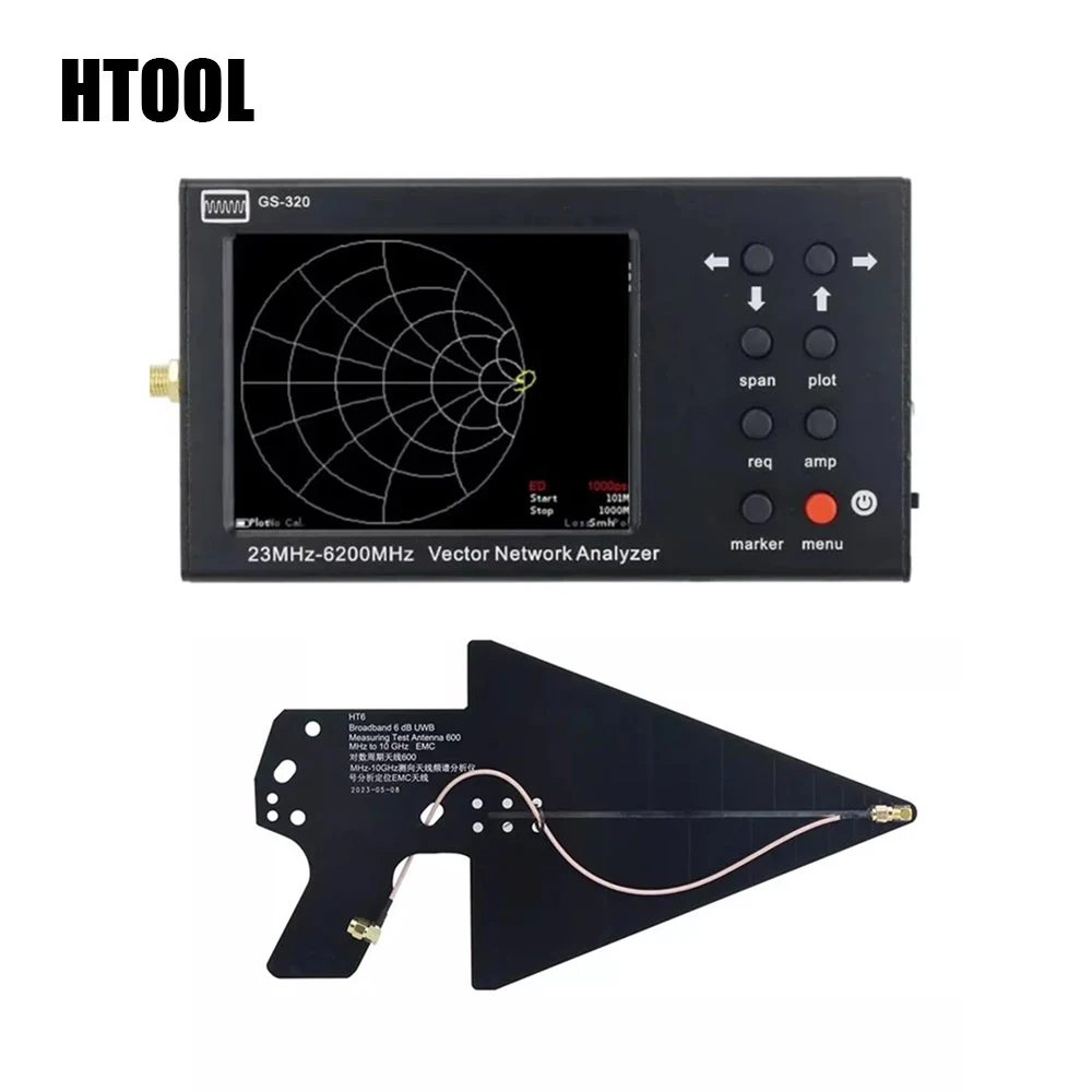 

HTOOL GS320 Vector Network Analyzer 6GHz HT6 Log Periodic Antenna Measuring Voltage Standing Wave Ratio 6-9dB EMC Broadband