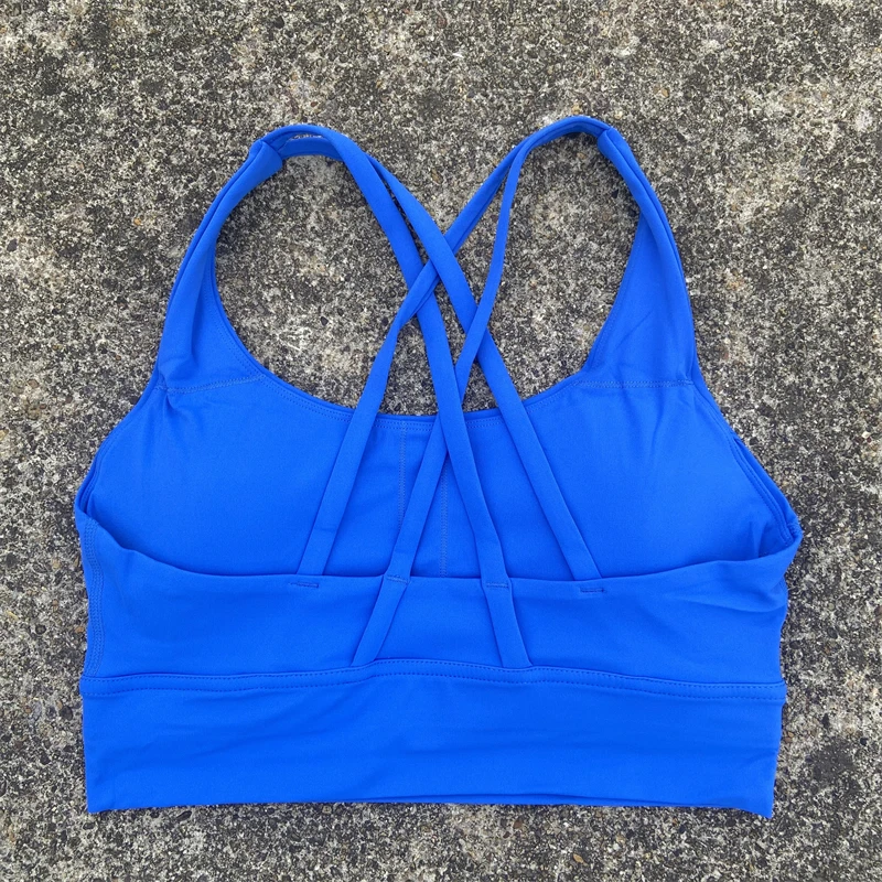 Sports Top Bra Cross Straps Gym Workout Top Yoga Vest Women High Impact Fitness Bralette Push Up Running Tight Padded Underwear