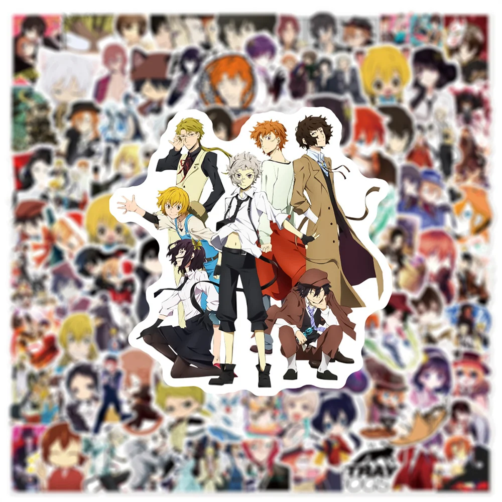 

10/30/50/100pcs Japan Anime Bungo Stray Dogs Stickers Cartoon Dazai Osamu Atsushi PVC Decal Diary Helmet Fridge Cool Sticker Toy