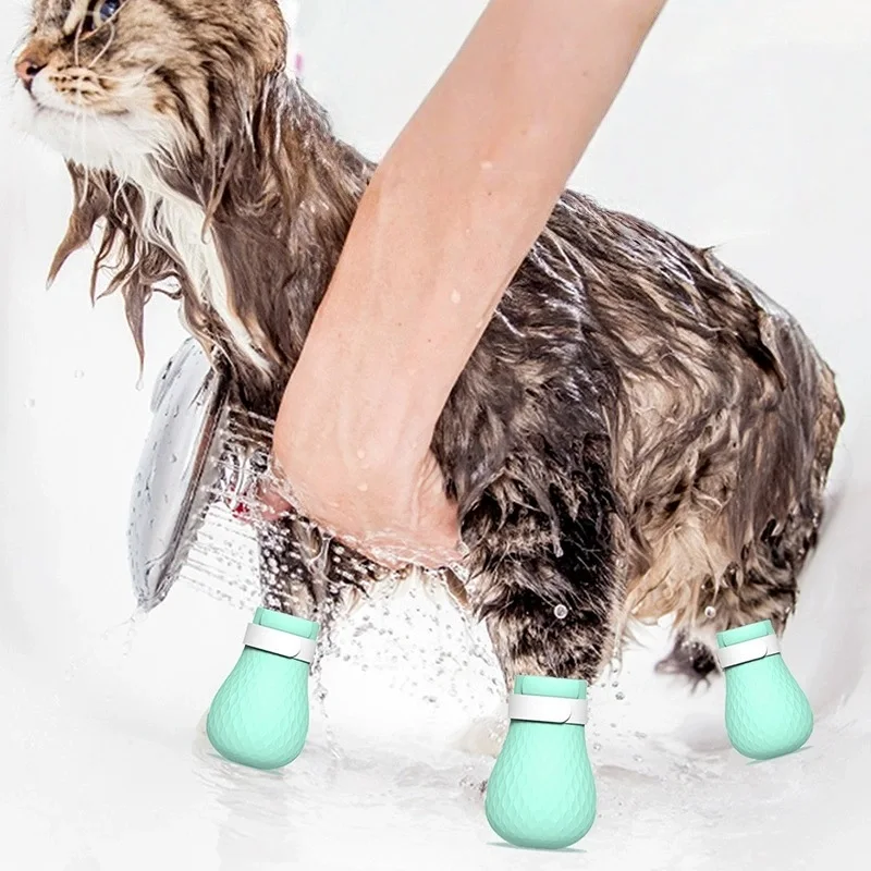 Adjustable Silicone Cat Claw Protector Bath Anti-Scratch Cat Shoes For Cat Pet Bath Wash Boots Cat Paw Nail Cover Pet Grooming S view 4