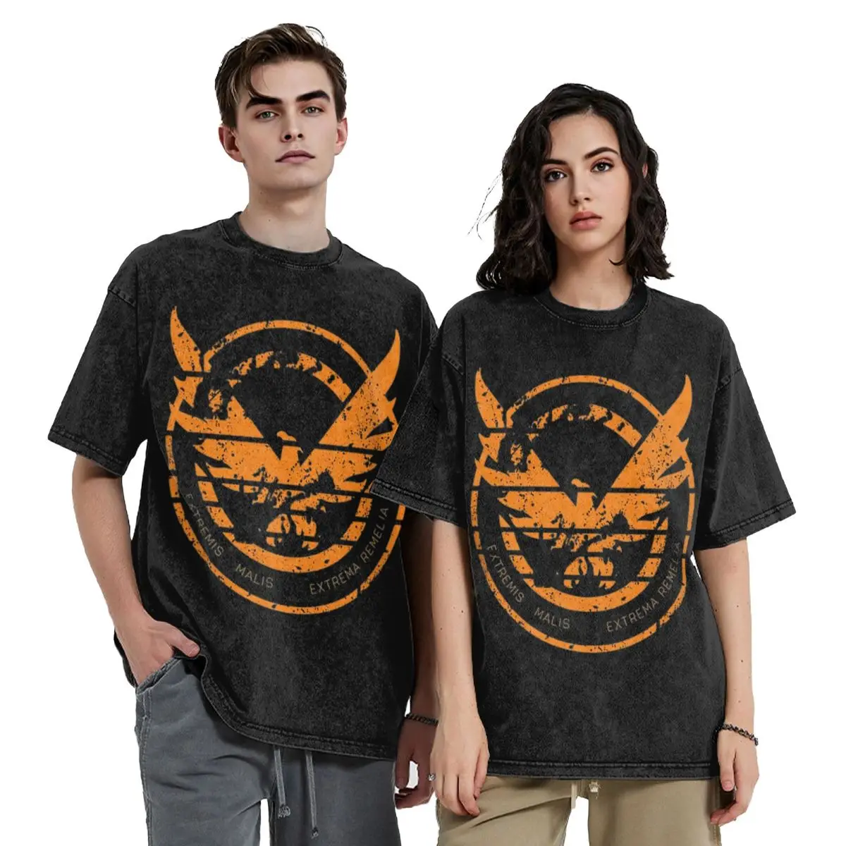 The Division 2 Shd Hip Hop Short Sleeve T-Shirts Washed Tops Tees Streetwear T Shirt Vintage for Men Women