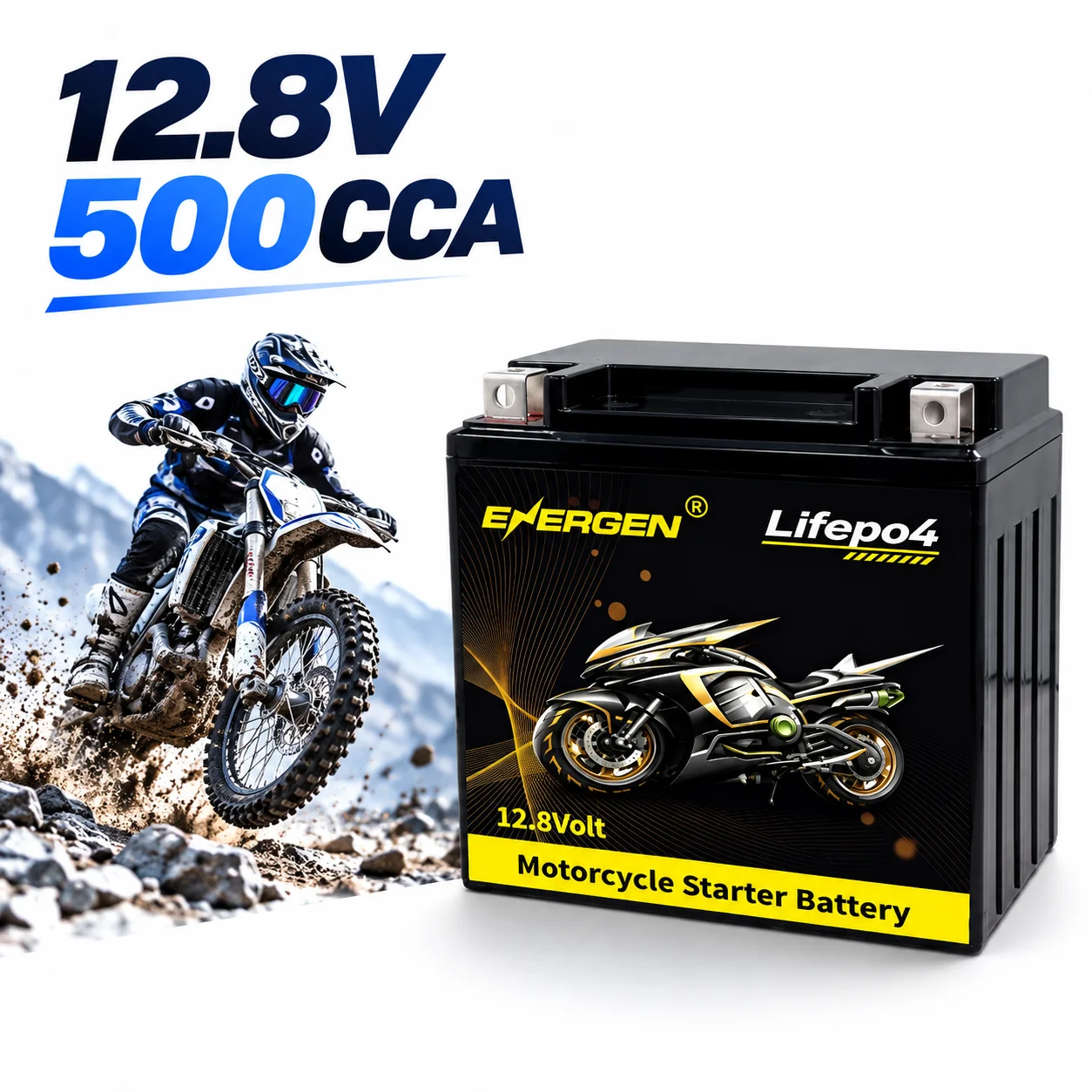 12.8V Motorcycle starter battery built-in BMS for snowmobile, motorboat, off-road motorcycle, scooter, ATV/UTV LiFePO4 battery