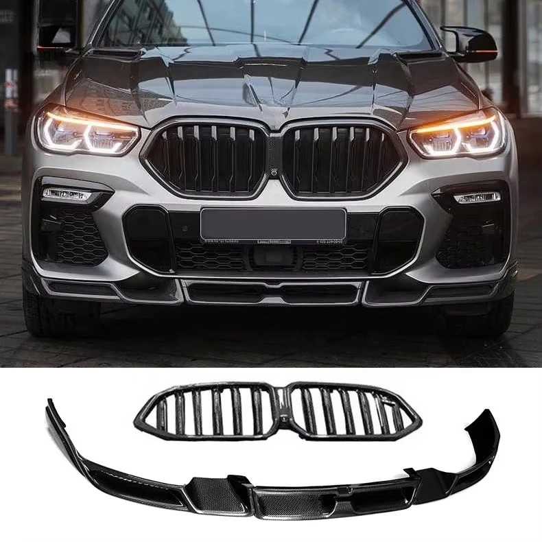 Carbon Fiber Car Body Kit for X6 G06 To LD Style Front Lip with Lights Rear Lip Tail Wing Side Skirt Hood  Spoiler Grille