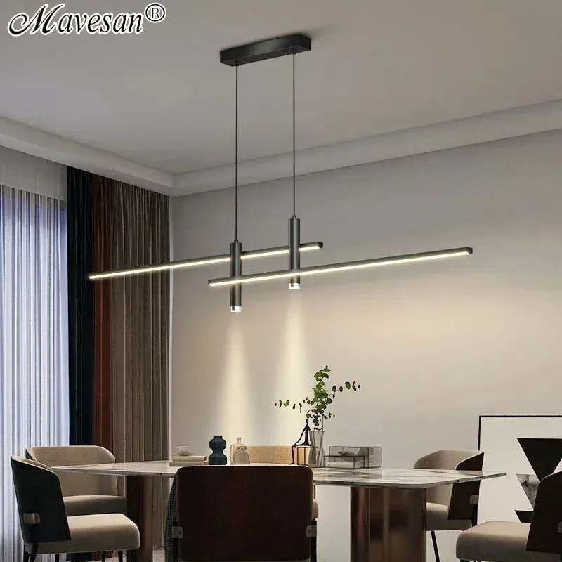 

Modern LED Pendant Light Dining Table Kitchen Hanging Lamp Minimalist Black Gold Chandelier Home Decor Lighting Lusters Fixtures