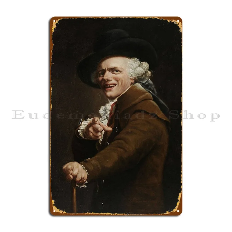 Joseph Ducreux Self Portrait Of The Artist In The Guise Of A Mocker Metal Sign Plaques Club Retro Customize Bar Tin Sign Poster