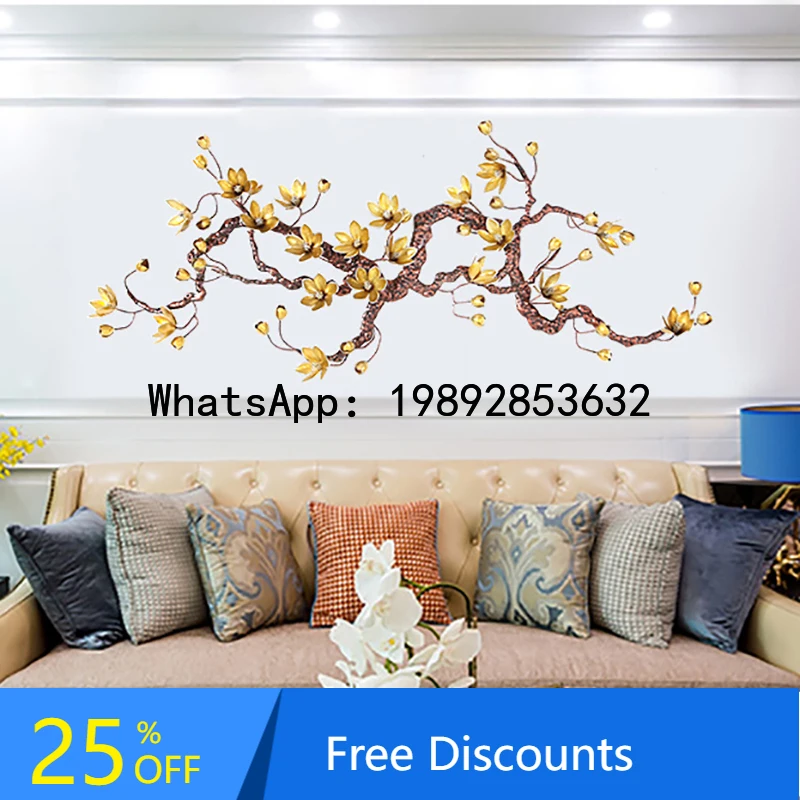 AB  Chinese Style Living Room Background Wa Restaurant Wa Decoration Iron Art Magnolia Wa Hanging Decoration