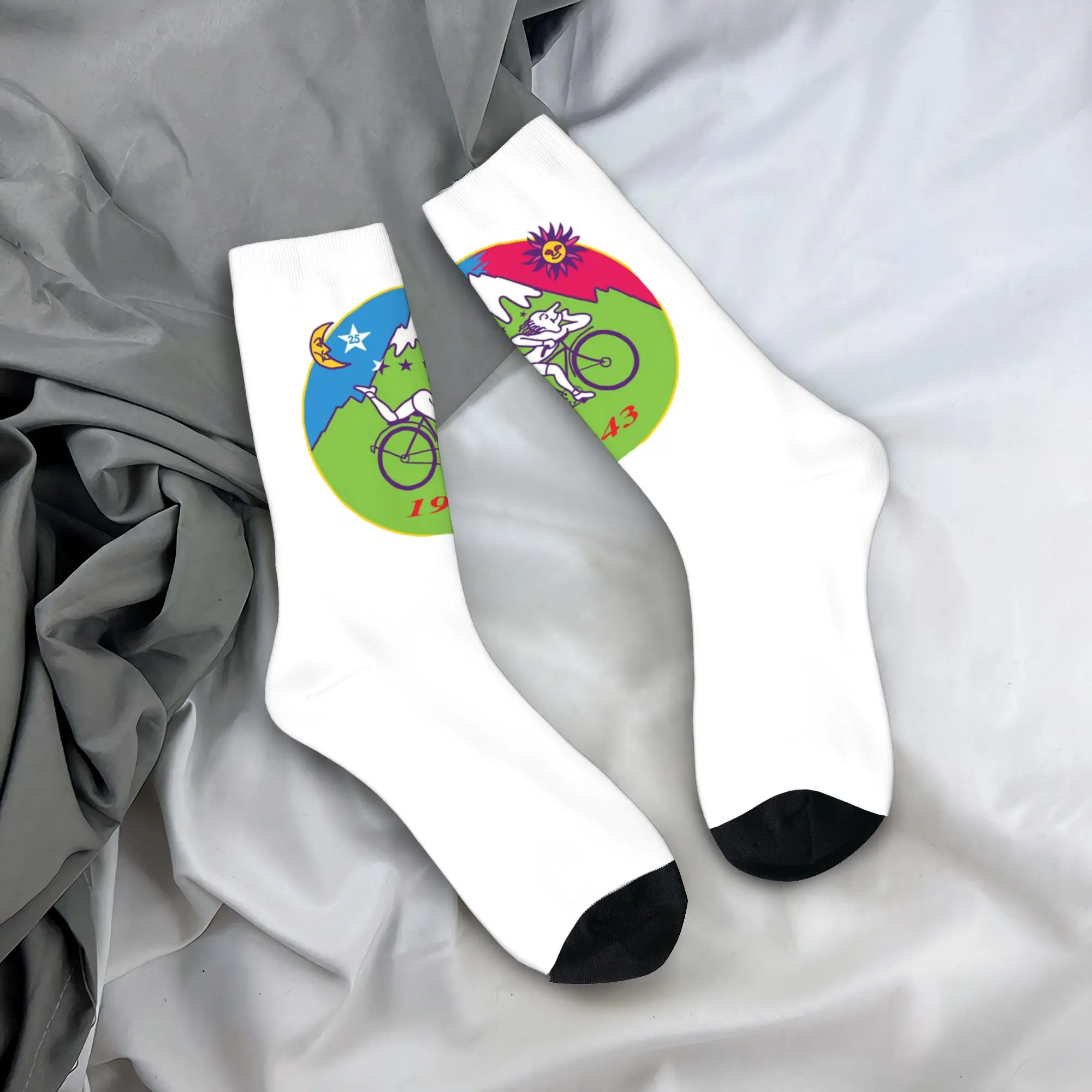 

Custom Albert Hoffman Bicycle Day Mtb Dress Socks Men's Women's Warm Fashion Colorful Lsd Acid Blotter Party Crew Socks