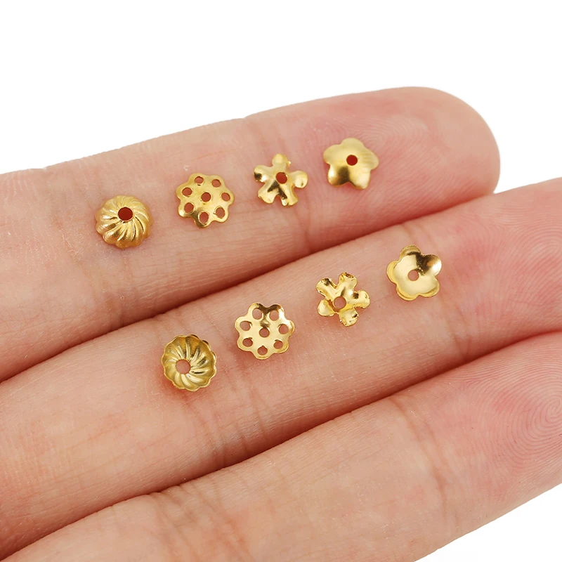 30pcs Never Fade 6mm Stainless Steel Flower Beads Caps PVD Spacer Beads End Covers for Necklace Earring Making Jewelry Findings image 3