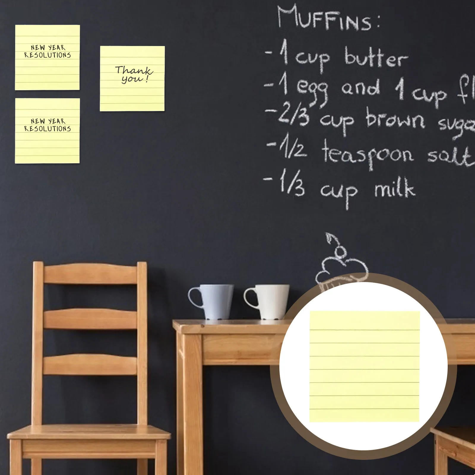 

800 листов желтых самоклеящихся блокнотов для заметок с линовкой, прочная клейкая флуоресцентная бумага для сообщений