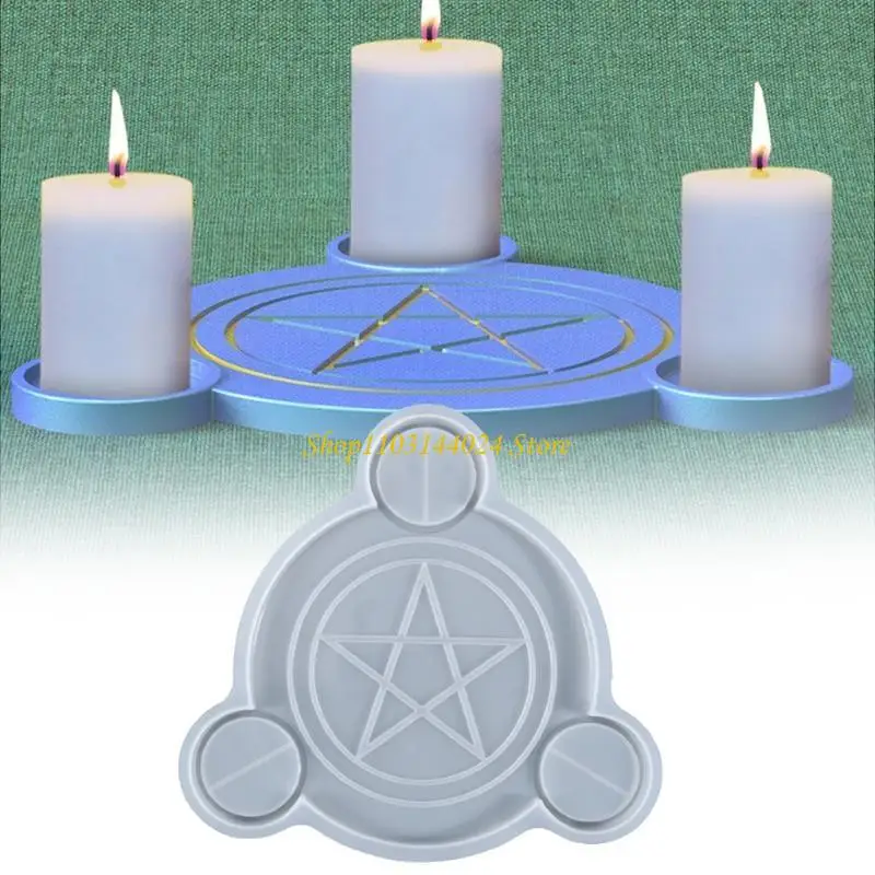 

N5KE Pentagrams Holder Resin Molds Tray Silicone Molds for Resin Epoxy Casting Mold for DIY Candlestick Jewelry Tray