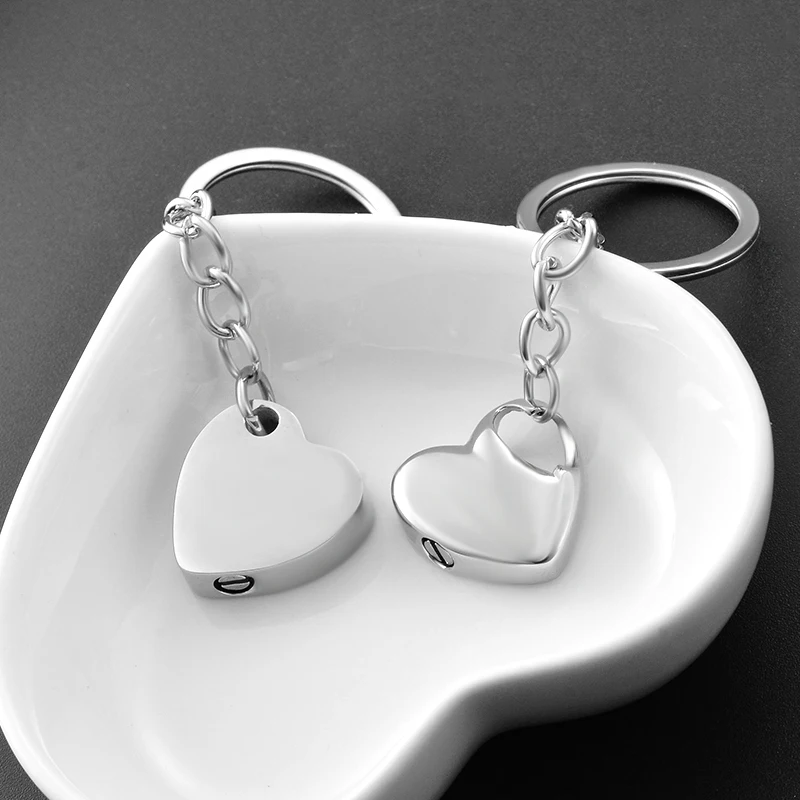 Stainless Steel Custom Engraved Heart Cremation Keychain Keepsake Urn Keychain Memorial  For  Ashes Cremation Jewelry