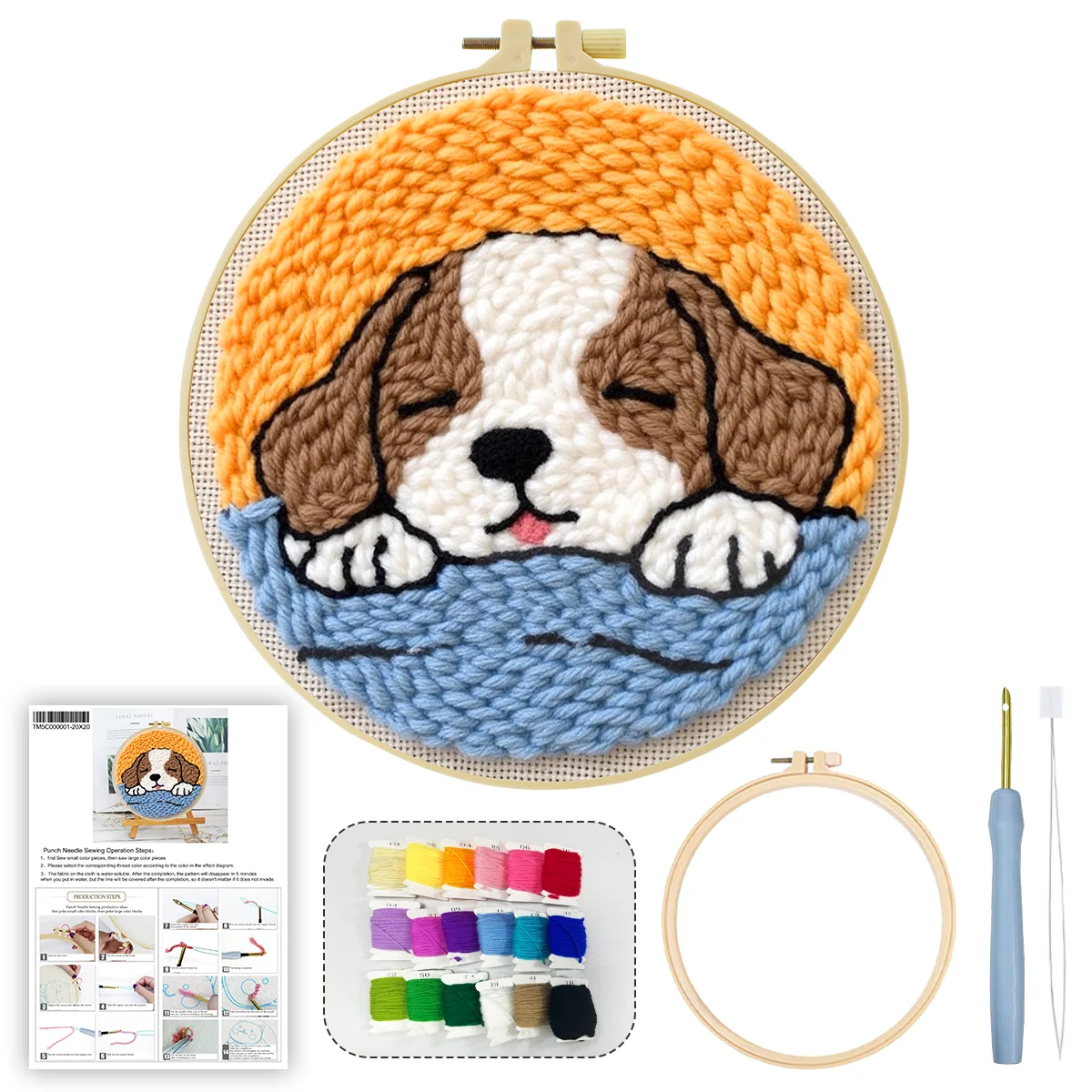 Punch-Nadel-Stickerei-Set/Stickerei, gestrickte Stickerei, DIY-Handgemachtes Geschenk - Hund – Detail 7