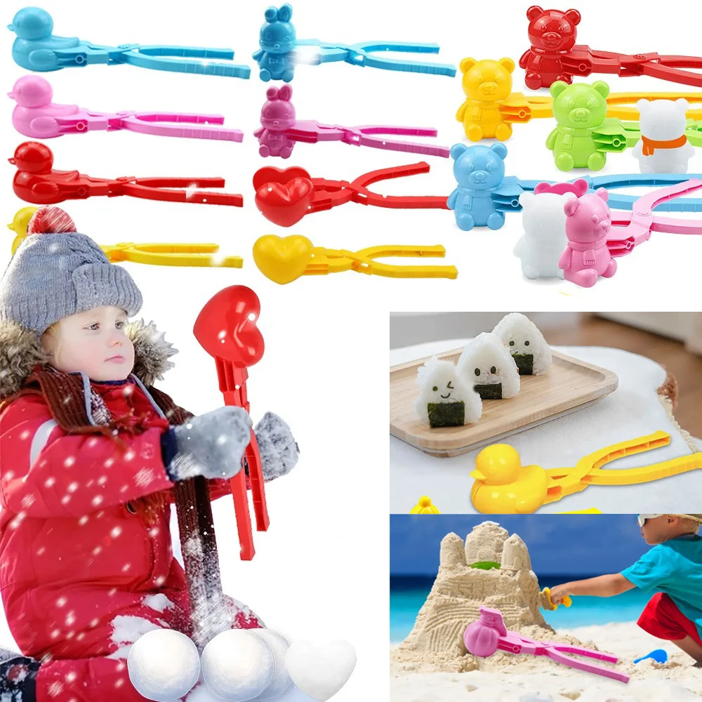 

Snowball Maker Clip For Kids Adult Heart Snowflake Duck Shape Clip Tongs for Outdoor Sand Snow Ball Mold DIY Sushi Mold for Kids