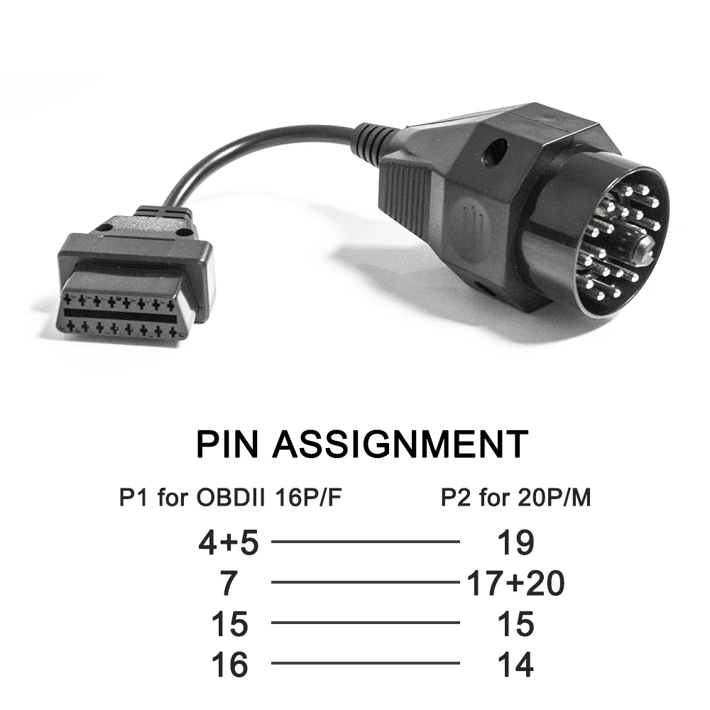 20-Pin-OBD-Kabel für E36 E46 E38 E39 E53 20-Pin-Stecker auf 16-Pin-OBD2-Buchse Auto-Diagnose-Verbindungskabel OBDII-Diagnoseadapter – Detail 5