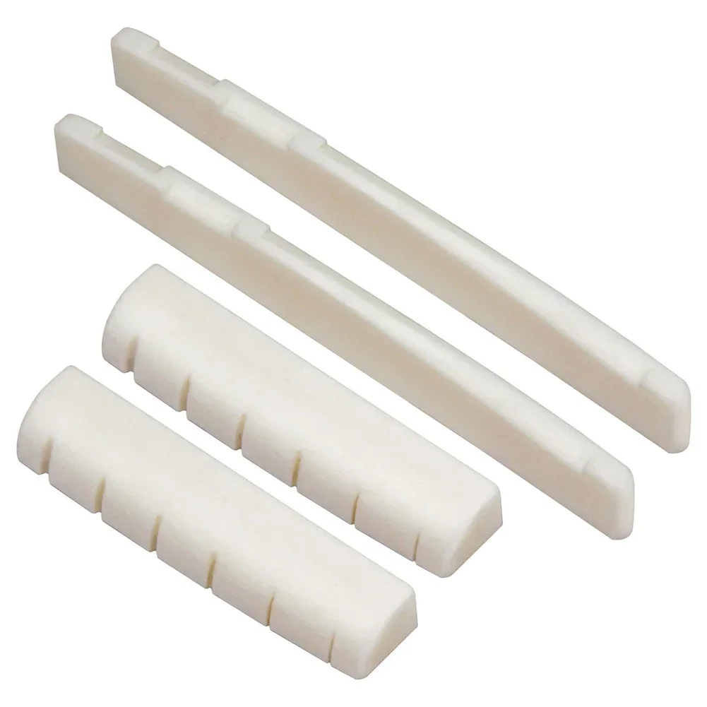 2 Sets 4 Pcs 6 String Acoustic Guitar Bone Bridge Saddle 72mm And Nut 43mm Cow Bone Nut Top Folk Pillow Folk Bottom Pillow