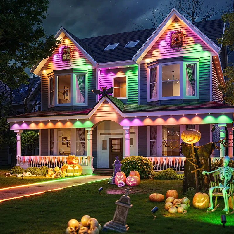 الذكية RGB الطنف أضواء 30M الدائم في الهواء الطلق ضوء APP التحكم DIY وضع الموسيقى IP67 مقاوم للماء لجميع القديسين زينة عيد الميلاد