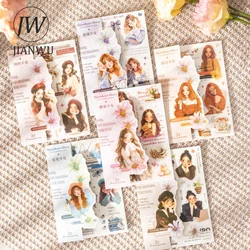 JIANWU The Sweetie Diaries Series Literary Character Flower Material Collage Transfer Sticker Creative DIY Journal Stationery