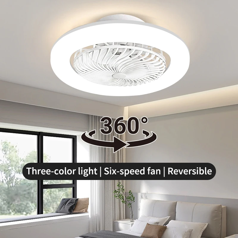 Closed 360 Degree Moving Head Ceiling Fan Light, LED Bedroom Fan Light, Living Room Bedroom Dining Room Ceiling Fan Light