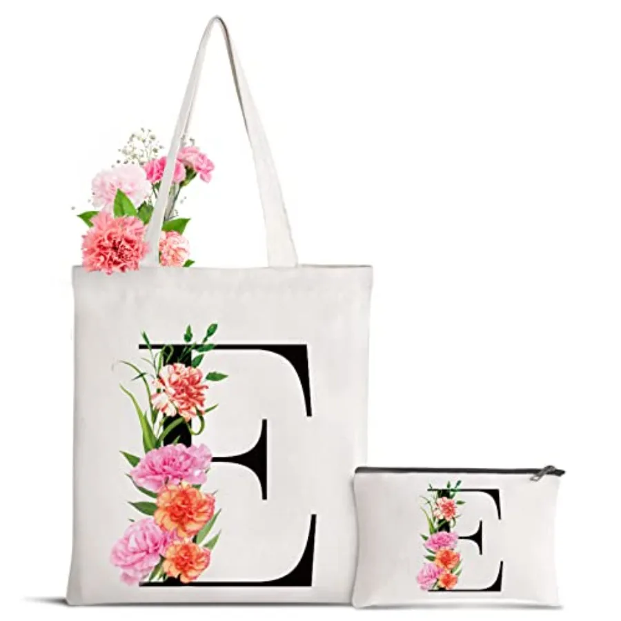 Bolsa de Lona con Iniciales Personalizadas, Bolsa de Regalo para el Día de la Madre, Damas de Honor, Novia, Cumpleaños, Boda