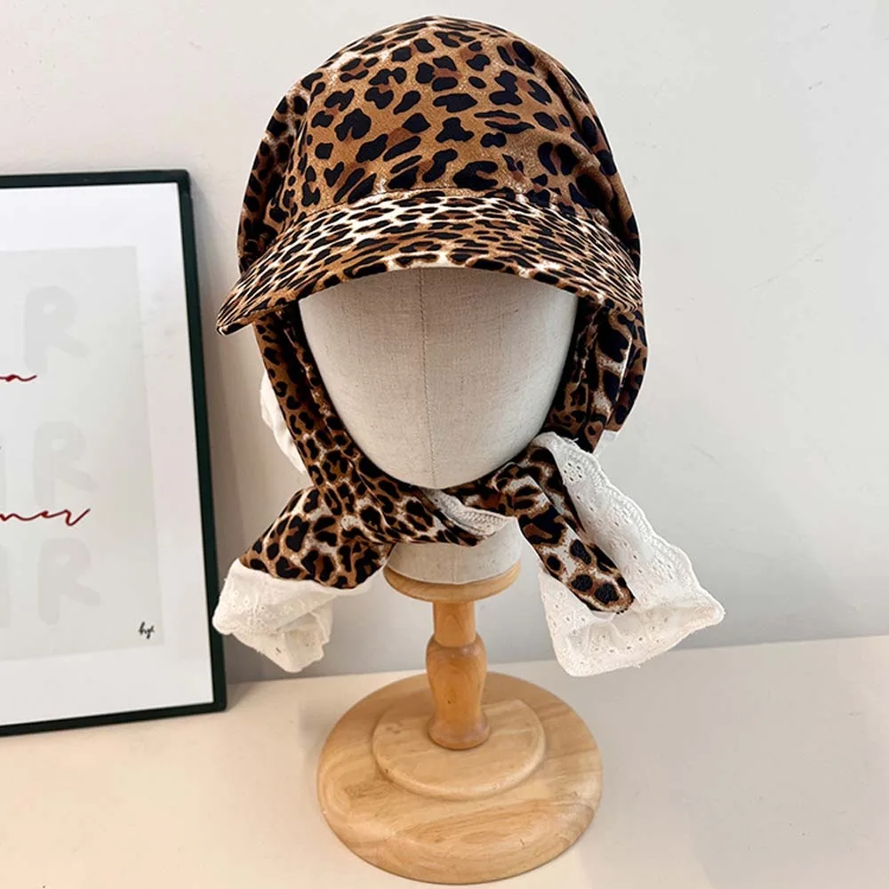 

Fashion Leopard Print Y2K Headscarf Baseball Hat Retro Floral Triangle Headscarf Hat Breathable Soft Strappy Bandana Cap Outdoor
