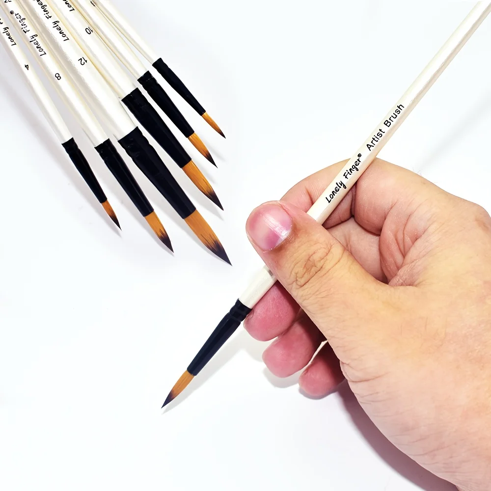 

Набор кистей для рисования белого цвета, 6 шт., круглая/плоская/угловая/фильберт форма, прочная деревянная ручка, идеально подходит для студентов-художников и любителей