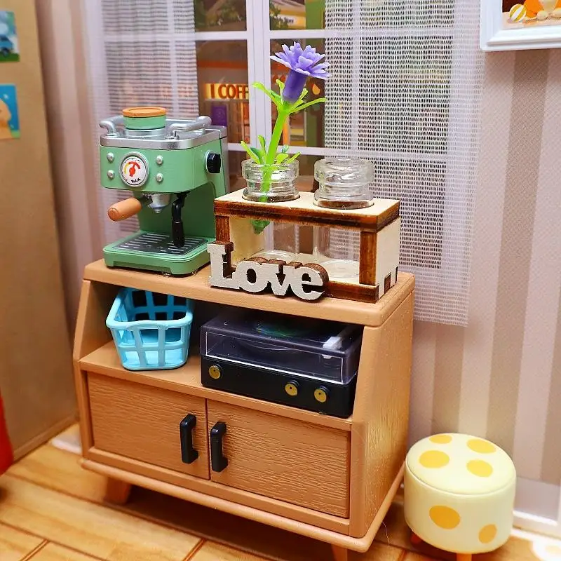 Set di vasi in vetro in miniatura fai-da-te, composizione floreale per casa delle bambole 1:12 con supporto in legno, progetto creativo di decorazioni per la casa e la scrivania