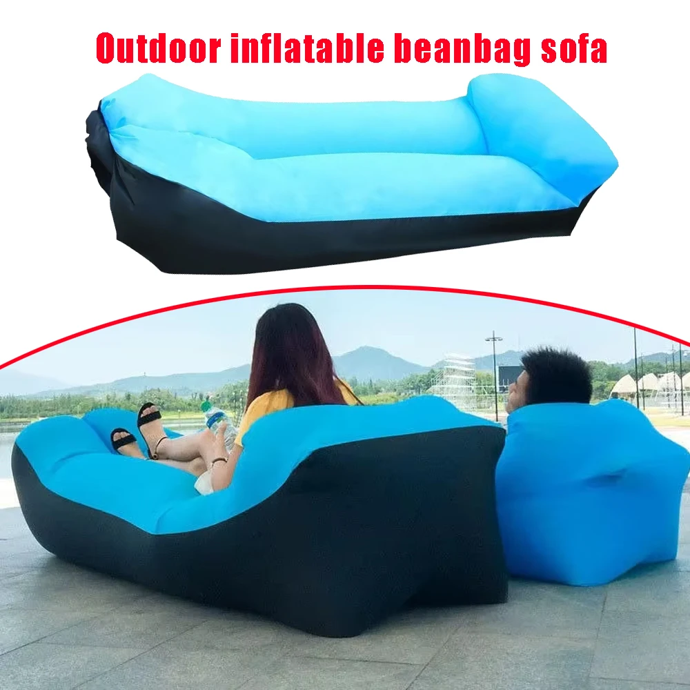 Portable Inflatable Sofa Outdoor Air Sun Lounger Blow Up Chair Bag Banana Camping Inflatable Air Bed Beanbag Chair