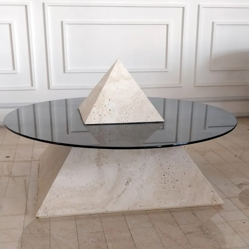 

D# Modern Factory Luxury Rounded Brushed Top Clear Glass Center Coffee Tables Living Room Furniture Cafe Coffee Table Glass