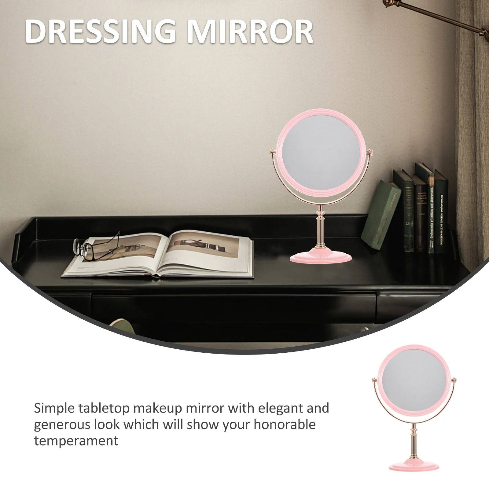 Double-Sided Round Makeup Mirror for Women Elegant Desktop Dressing Table Mirror High-End Material Clear Reflection Daily Use
