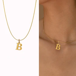 CARLIDANA New Arrival Minimalist Bridesmaid Charms Stainless Steel Initial Letter Round Snake Chain for Her Pendant Necklace
