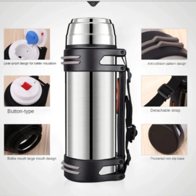 1200-2000ML Large Thermos Bottle Vacuum Flasks Stainless Steel Insulated Water Thermal Cup Travel Climbing Insulation Pot