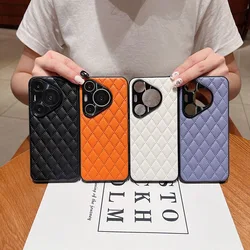 Shockproof Leather Geometric Soft Touch Case For Huawei Pura 70 Pro 70Ultra P60 Mate70, Slim Camera Protection Phone Cover Funda