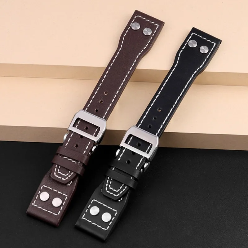 Genuine Leather Watch Strap for IWC Big Pilot Mark 18 Portuguese Belt 20mm 21mm 22mm Bracelet for Schaffhausen Willow Nail Strap