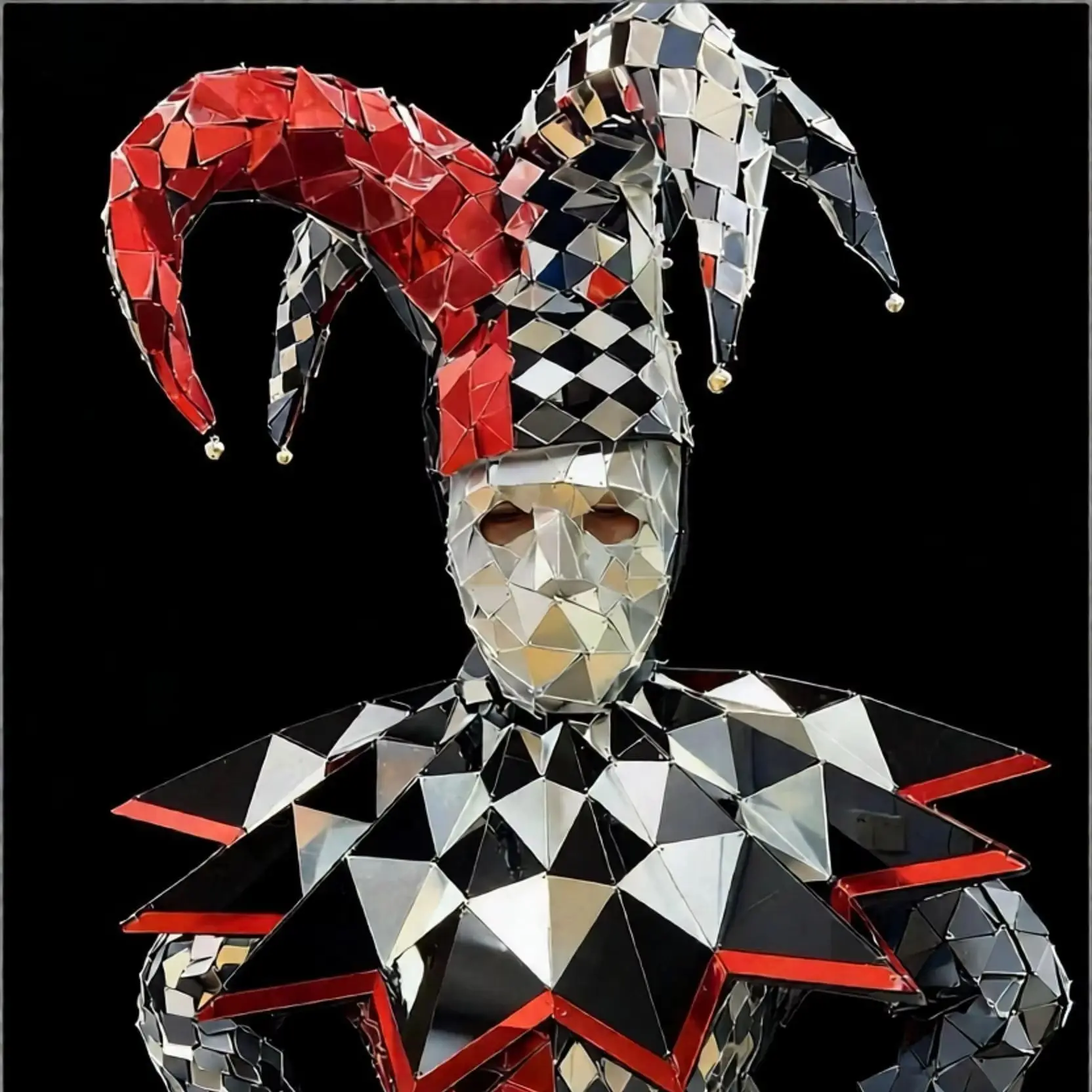 Silver Hand Sewn Mirror Glasses Dance Jumpsuit for Men Women Stage Performance Clown Show Costume Party Wears Cosplay Outfit