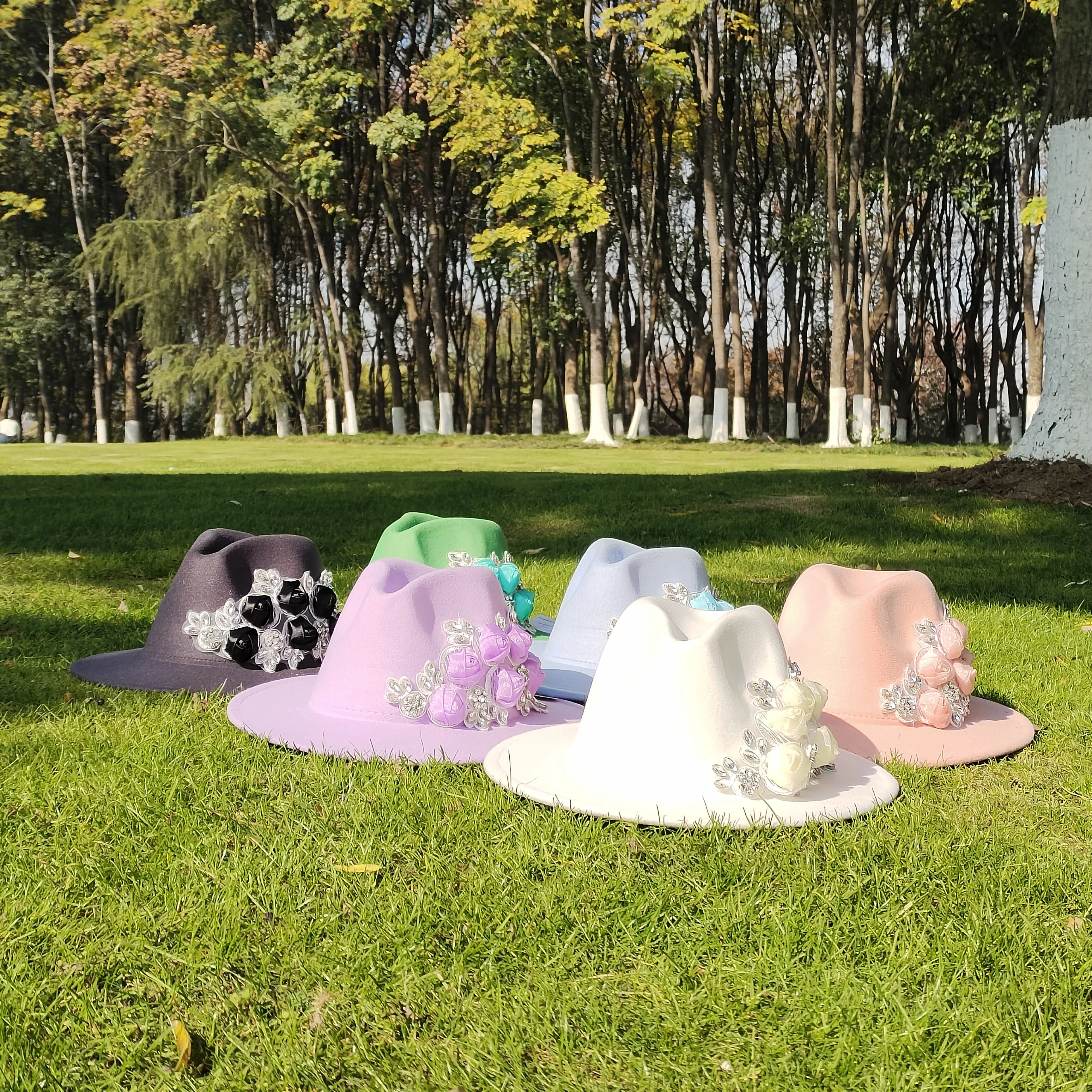 Wedding fedora women hats flower hats  factory hat party hats flower bride hats felt hat wholesale