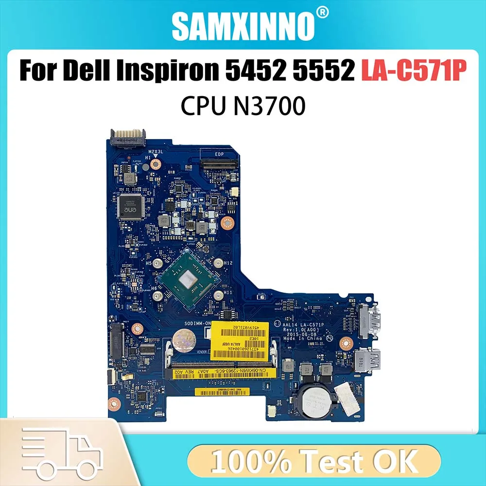 

Материнская плата для ноутбука DELL Inspiron 5452 5552 LA-C571P CN-0F77J1 0F77J1 Pentium, материнская плата для ноутбука N3700, процессор, 100% протестировано, ОК