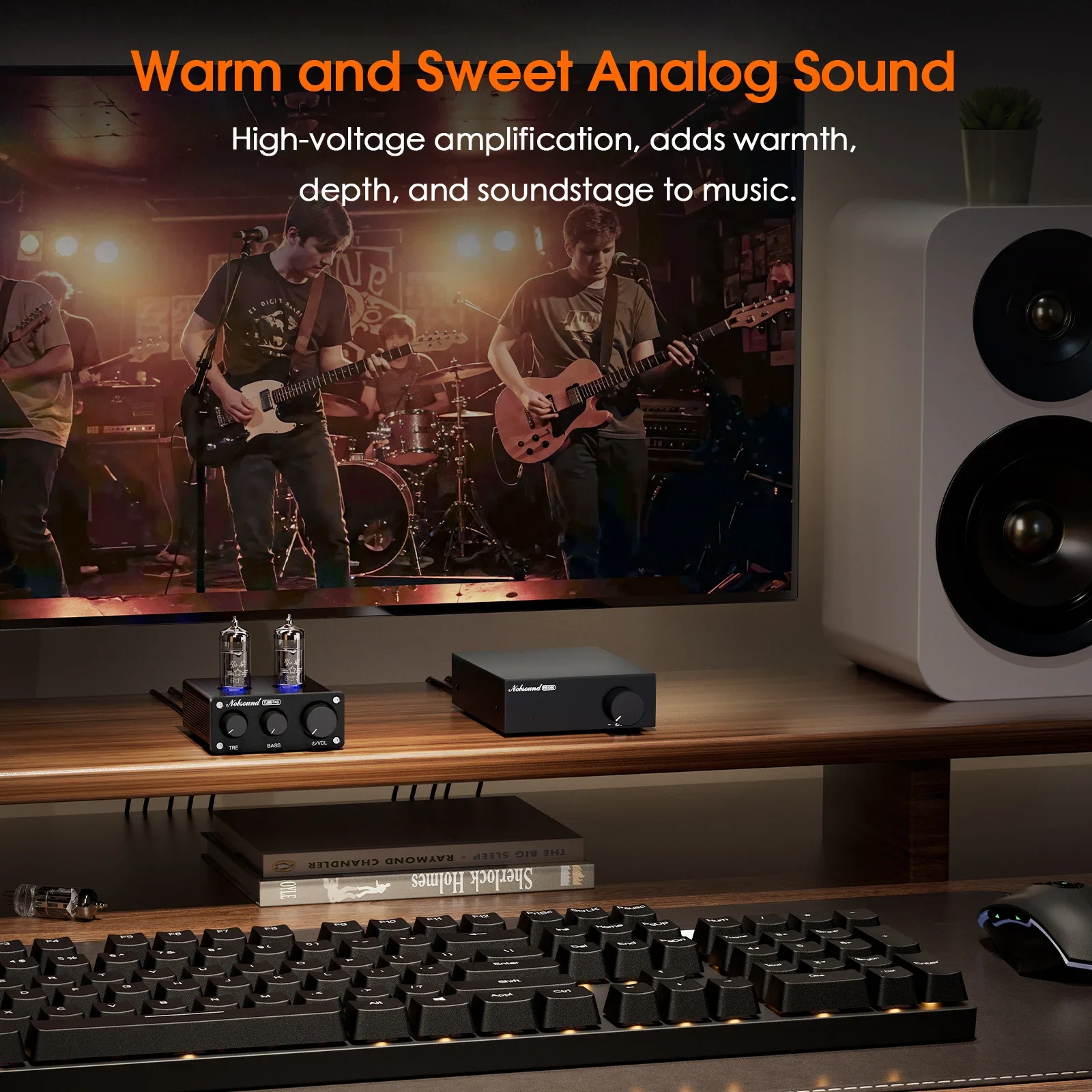 Nosbound TUBE-T4C 미니 진공관 프리앰프 HiFi 스테레오 오디오 프리앰프(고음 저음 제어 포함)