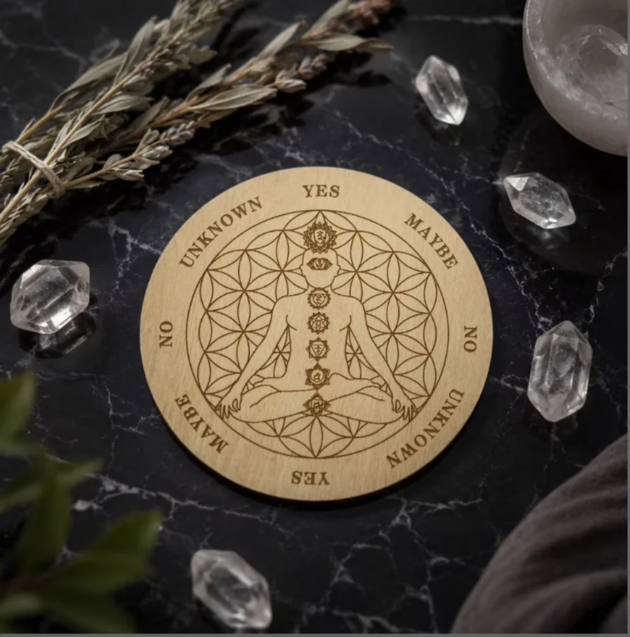 10 Pcs  Eco-Friendly Engraved Wooden Sacred Geometry Grid Board  Meditation and Divination Vintage
