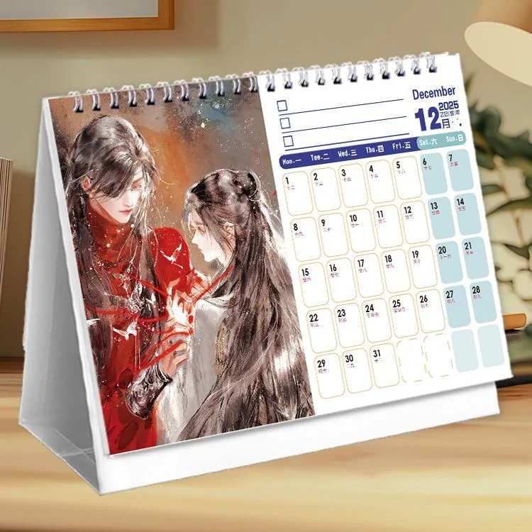 2026 Year Heaven Official's Blessing Desk Calendar - Xie Lian & Hua Cheng Chinese Fantasy Desk Planner with Memo