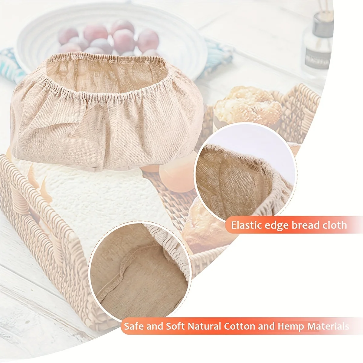 1pcs Bread Fermentation Basket Cloth Cover Oval Rattan Wicker Bread Basket Cloth Cover 25*8cm Bread Basket Baking Tools