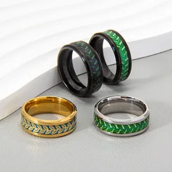 304 Stainless Steel Luminous Finger Rings for Men Women Fashion Glowing In Dark Olive Leaves Ring Jewelry Couple Accessories