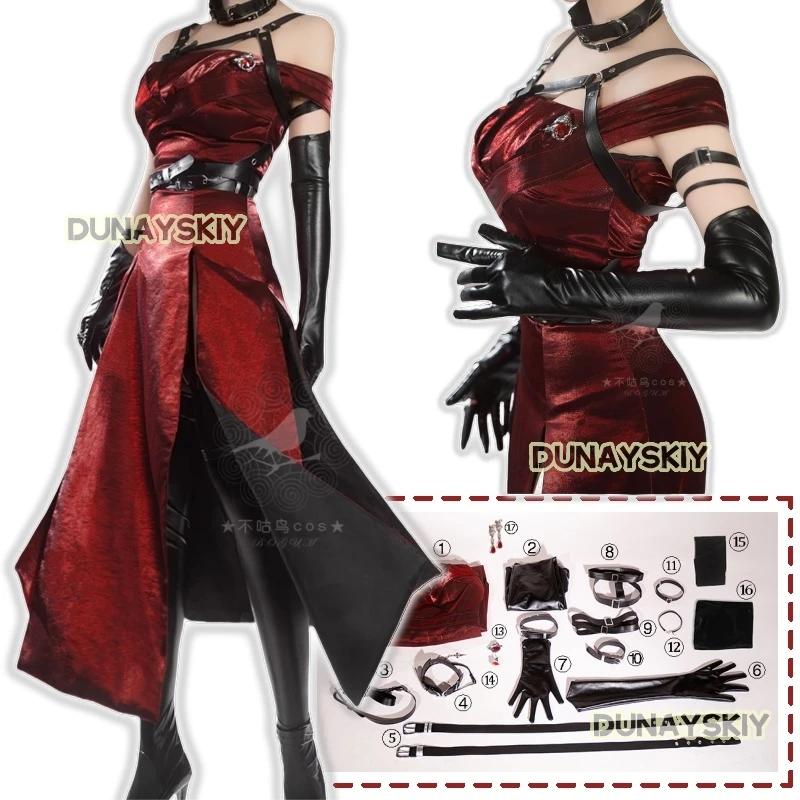 Love And Deepspace Heroines Cosplay Costume Red Dress Enchanting Veil Uniform Sylus Relentless Conqueror Halloween Party Women