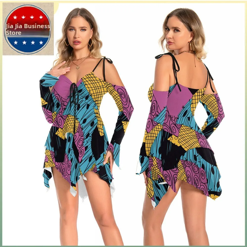 Sexy Long Sve Cross-Border Dr Street Sle Print Midi Skirt Bell Sve Autumn Winter Cisas Night Costume Play Dr